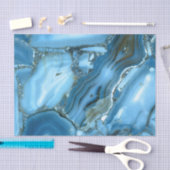 深いブルーマーブル 薄葉紙 (クラフト)