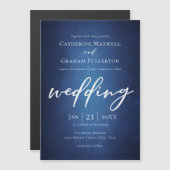 深いブルーミニマルタイポグラフィレイクサイド結婚ズ マグネット招待状