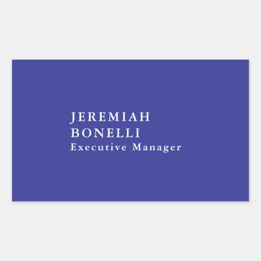 深いブルーミニマルモダンリストプレーン 長方形シール (正面)