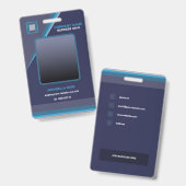 深いブルーモダンビジネスIDバッジ バッジ (正面&裏面)