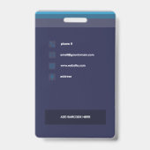 深いブルーモダンビジネスIDバッジ バッジ (裏面)