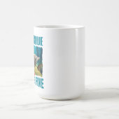 深いブルー感じアンド素晴らしズの人魚とイルカ コーヒーマグカップ (中央)