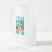 深いブルー感じアンド素晴らしズの人魚とイルカ フロストグラスビールジョッキ (正面左)