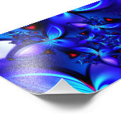 深いブルー抽象芸術フラクタル幾何学デジタルアート フォトプリント (角)