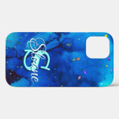 深いブルー水中アルコールイ絵画ンク Case-Mate iPhoneケース (裏面 (横))