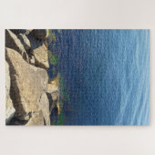 深いブルー海とロッキーショアの写真 ジグソーパズル (横)