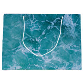 深いブルー海ウェーブビーチ ラージペーパーバッグ (正面)