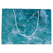 深いブルー海ウェーブビーチ ラージペーパーバッグ (裏面)