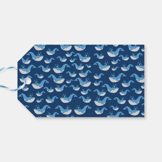 深いブルー海クジラ男の赤ちゃんベビーシャワー ギフトタグ (裏面横)