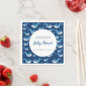 深いブルー海クジラ男の赤ちゃんベビーシャワー スタンダードカクテルナプキン (インサイチュ)