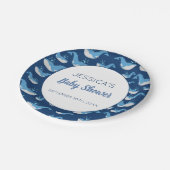 深いブルー海クジラ男の赤ちゃんベビーシャワー ペーパープレート (アングル)