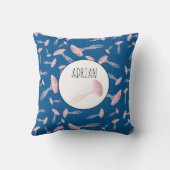 深いブルー海クラゲ模様名前をカスタムする クッション (裏面)