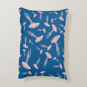 深いブルー海クラゲ模様 アクセントクッション (裏面(縦))