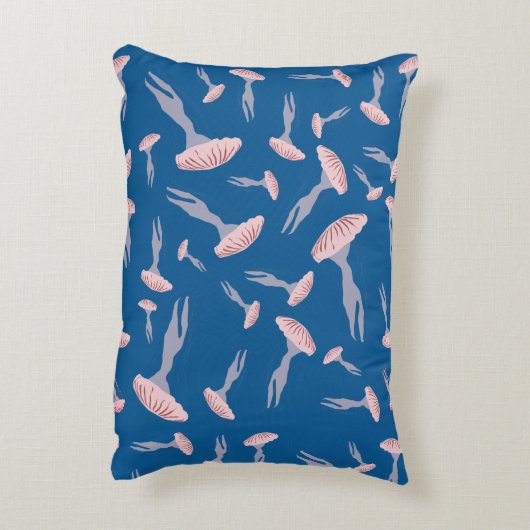 深いブルー海クラゲ模様 アクセントクッション (裏面(縦))