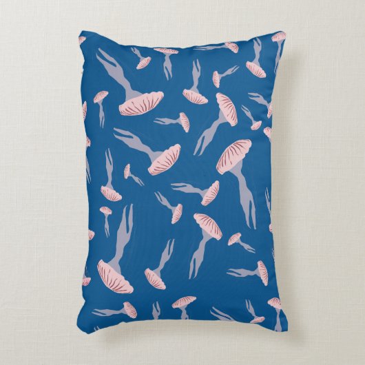 深いブルー海クラゲ模様 アクセントクッション (正面(垂直))