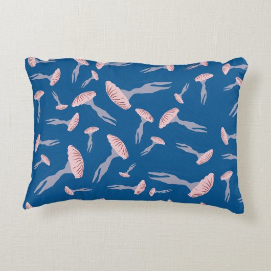 深いブルー海クラゲ模様 アクセントクッション (裏面)