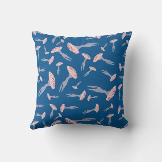 深いブルー海クラゲ模様 クッション (裏面)