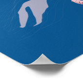 深いブルー海クラゲ模様 ポスター (角)