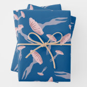 深いブルー海クラゲ模様 ラッピングペーパーシート (インサイチュ)