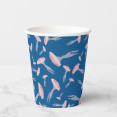 深いブルー海クラゲ模様 紙コップ (正面)