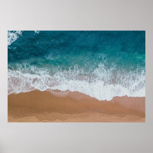 深いブルー海ビーチ波写真ポスター ポスター (正面)