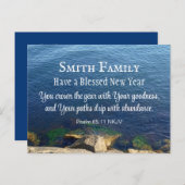 深いブルー海フォトクリスチャン聖書新年 ポストカード (正面/裏面)