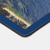 深いブルー海フォト名前をカスタムする デスクマット (コーナー)