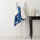 深いブルー海ホエールパターン名前をカスタムする シェルパブランケット (インサイチュ)