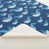 深いブルー海ホエールパターン シェルパブランケット (3/4)