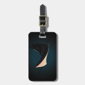 深いブルー海中スポテッドシーレイフィッシュ ラゲッジタグ (正面縦)