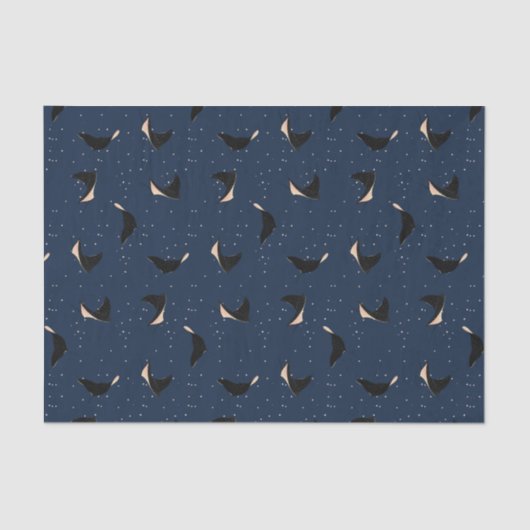 深いブルー海中スポテッドシーレイフィッシュ 薄葉紙 (正面)