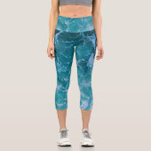 深いブルー海波 カプリレギンス (正面)