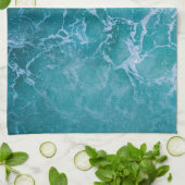 深いブルー海波 キッチンタオル (折り畳み)