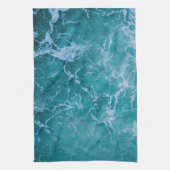 深いブルー海波 キッチンタオル (縦)