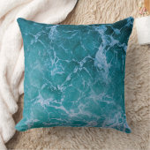 深いブルー海波 クッション (ブランケット)