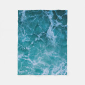 深いブルー海波 フリースブランケット (正面)