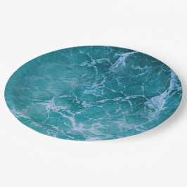 深いブルー海波 ペーパープレート