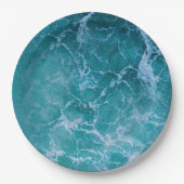 深いブルー海波 ペーパープレート (正面)