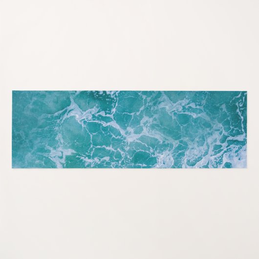 深いブルー海波 ヨガマット (正面(横))