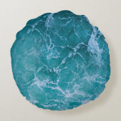 深いブルー海波 ラウンドクッション (裏面)