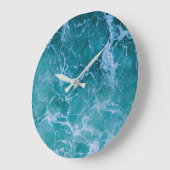 深いブルー海波 ラージ壁時計 (傾斜)