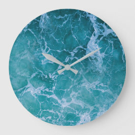 深いブルー海波 ラージ壁時計