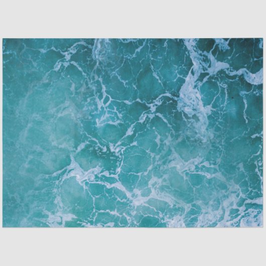 深いブルー海波 薄葉紙 (正面)