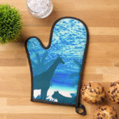 深いブルー海耐熱性オーブンミット 鍋つかみ (トップダウン)