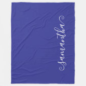 深いブルー白の短いカーリースワッシュの署名名 フリースブランケット (正面)