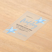 深いブルー結婚シー アクリル招待状 (レイダウン)