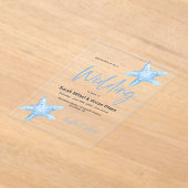 深いブルー結婚シー アクリル招待状 (レイダウン)