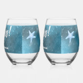 深いブルー結婚シー ステムなしワイングラス (左)