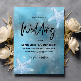 深いブルー結婚シー 招待状