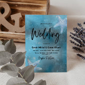 深いブルー結婚シー 招待状